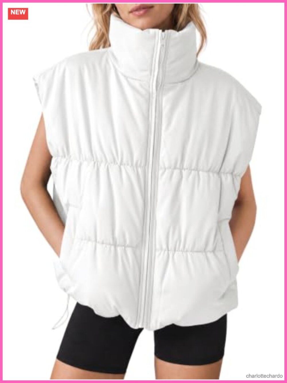 Quilted Puffer Vest Sleeveless Padded Outerwear for Women with Pockets